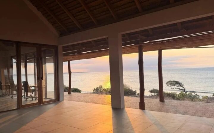 Sunset from the beachfront coworking at Eco Beach City, Sumba